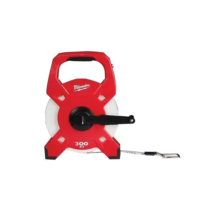 48-22-5303 Tape Measure, 300 ft L Blade, 1/2 in W Blade, Fiberglass Blade, ABS Case, Black/Red Case
