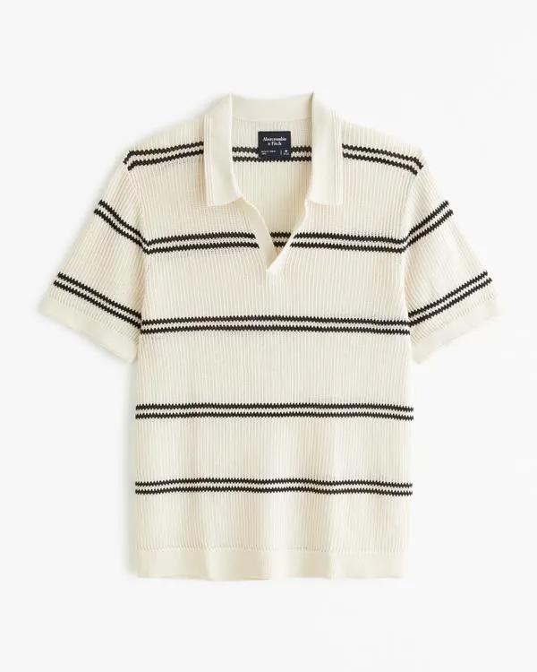 Open Stitch Johnny Collar Sweater Polo