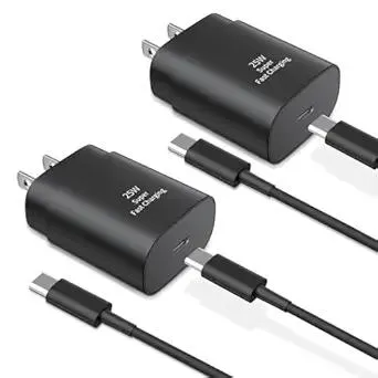 Type C Charger Fast Charging,2Pack 25W Super Fast USB C Charger Block with 6Ft USB C Cable Compatible with Samsung Galaxy S24 Ultra/S23/S22/S21/S20/Note 20/10,Pixel 6 5 4 Pro XL/iPhone 15 Series