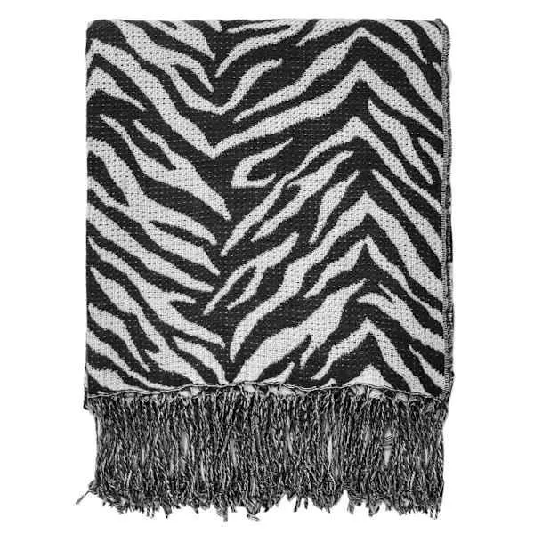 Tiger Print Jacquard Woven Throw Blanket, 50x60