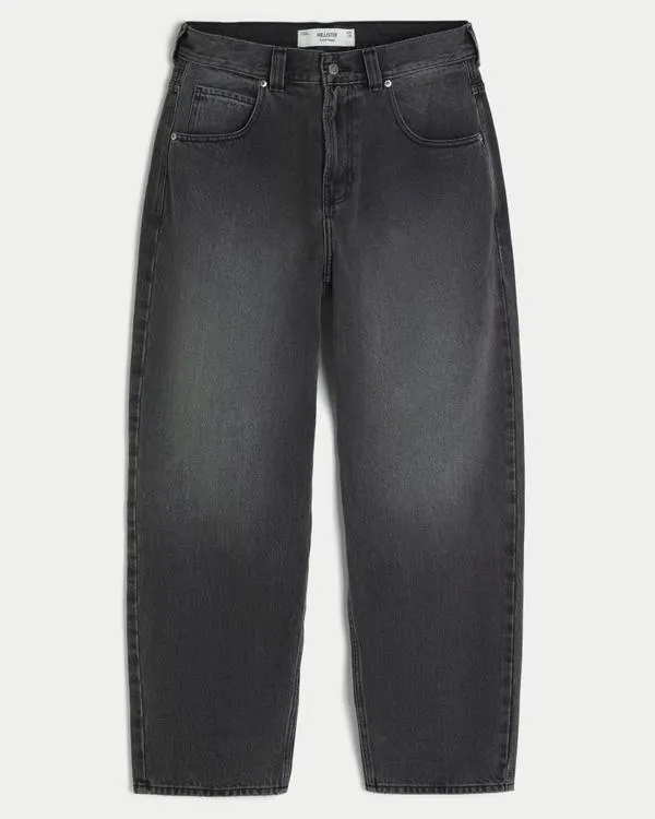 Washed Black Logo Graphic Skater Baggy Jeans
