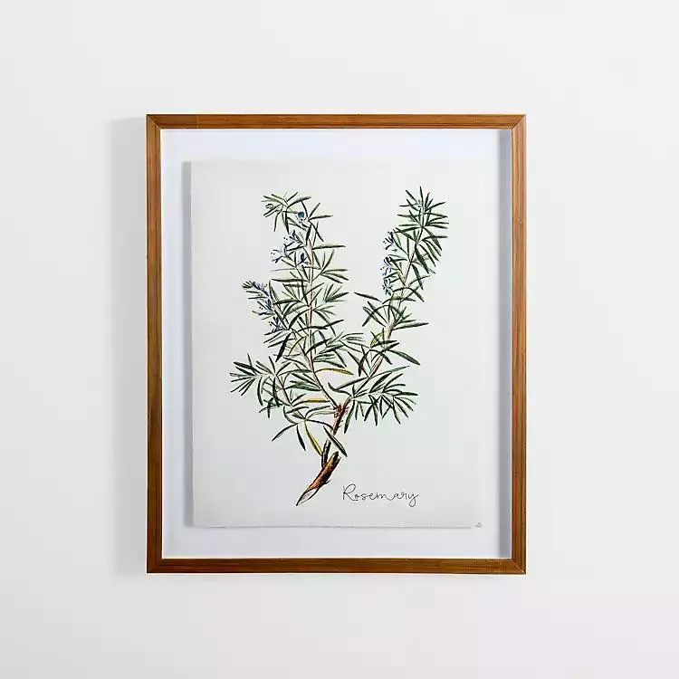 Golden Leaves Herbs Rosemary Framed Art Print