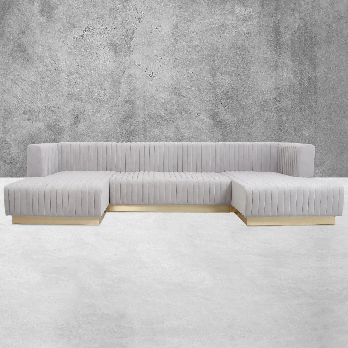 Monaco U Sectional in Sterling Silver