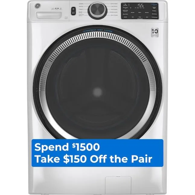 GE UltraFresh Vent System 4.8-cu ft Stackable Smart Front-Load Washer (White) ENERGY STAR