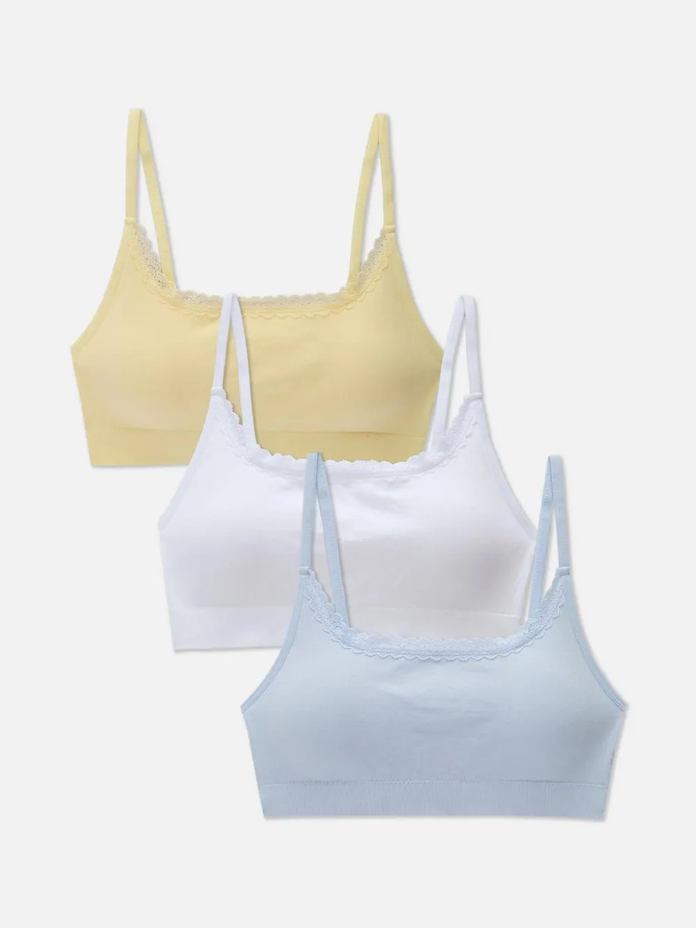 3pk Seamless Lace Trim Bralettes