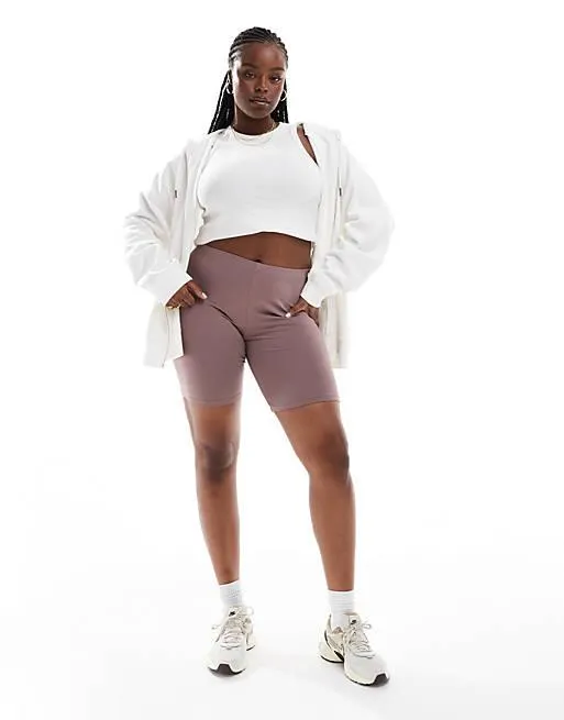 ASOS DESIGN Curve basic legging shorts in taupe