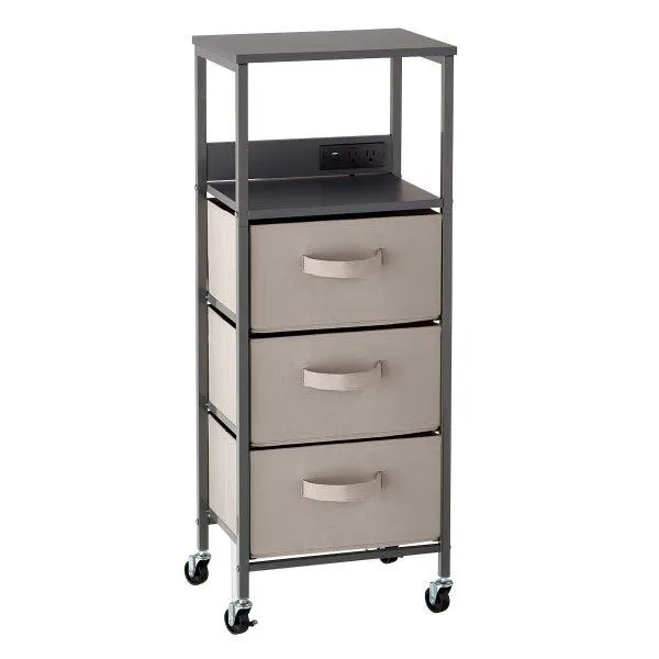The Container Store 3-Drawer Charging Rolling Cart