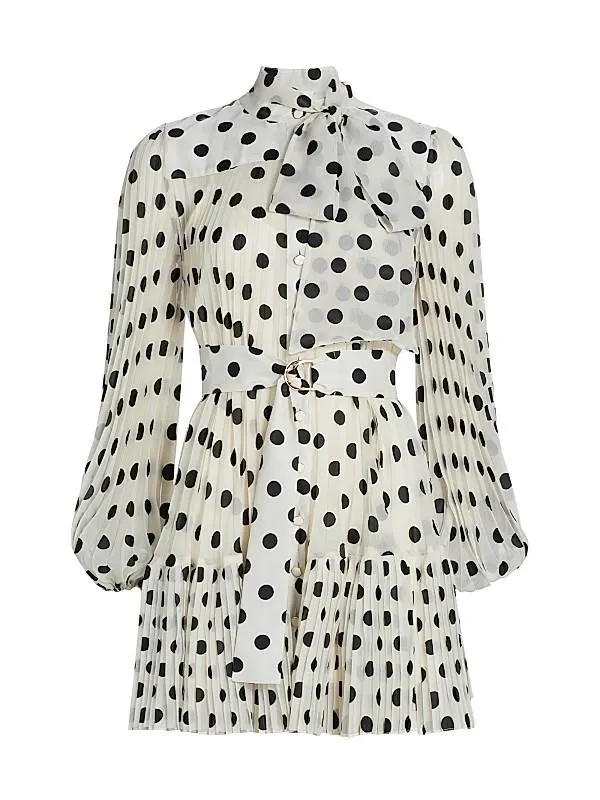 Polka Dot Pussybow Minidress