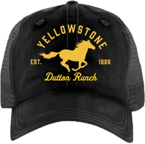 Yellowstone Black Dutton Ranch Running Horse Ball Cap