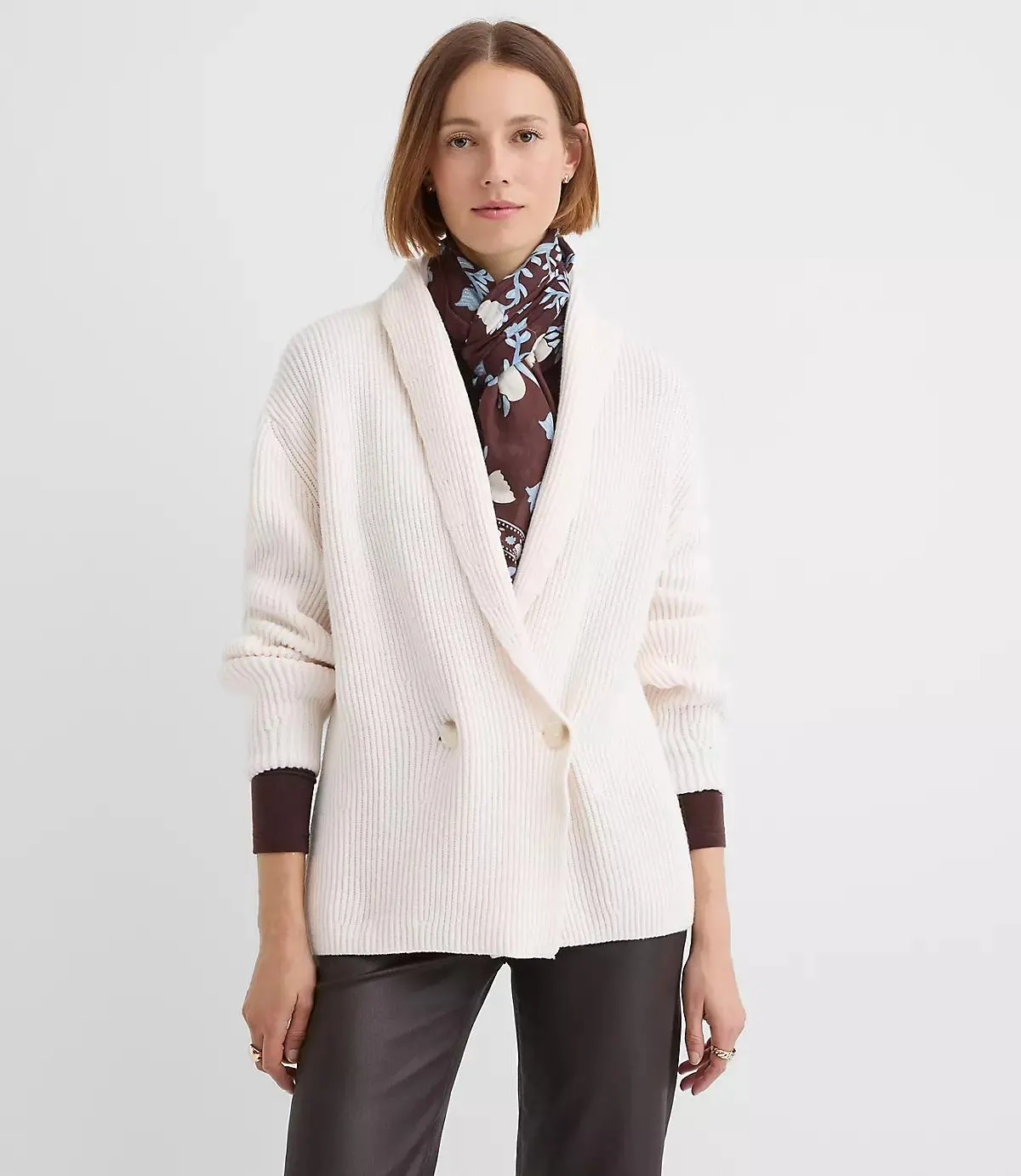 Ribbed Double Breasted Cardigan