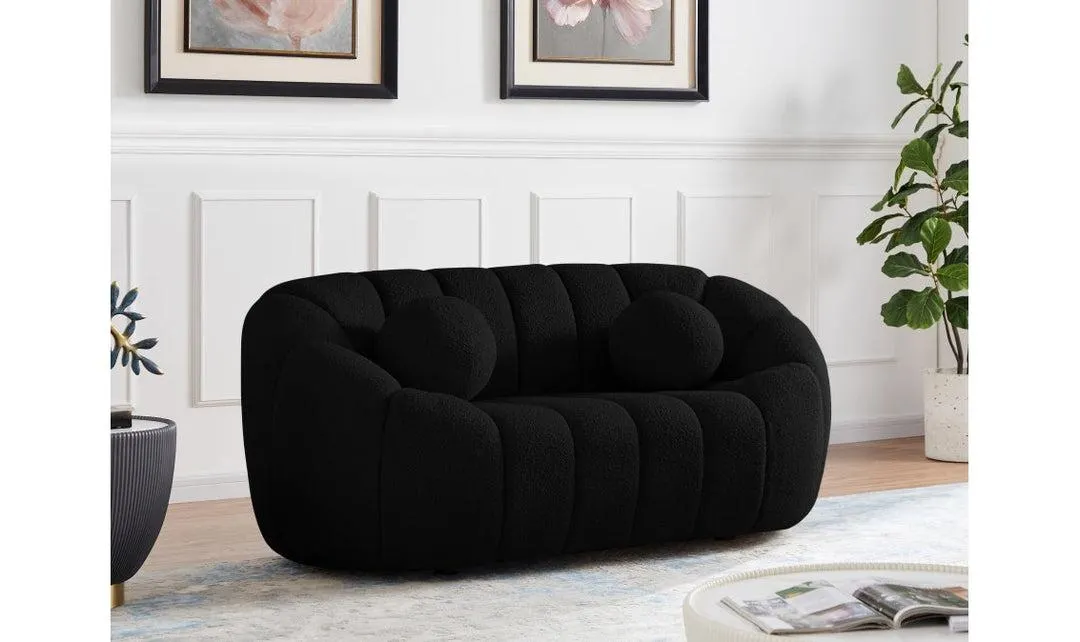 Meridian Furniture Elijah Boucle Fabric Loveseat with Recessed Arm