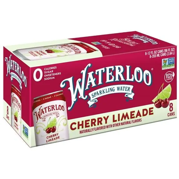 Waterloo Sparkling Water, Cherry Limeade, 12 fl oz, 8 pack cans