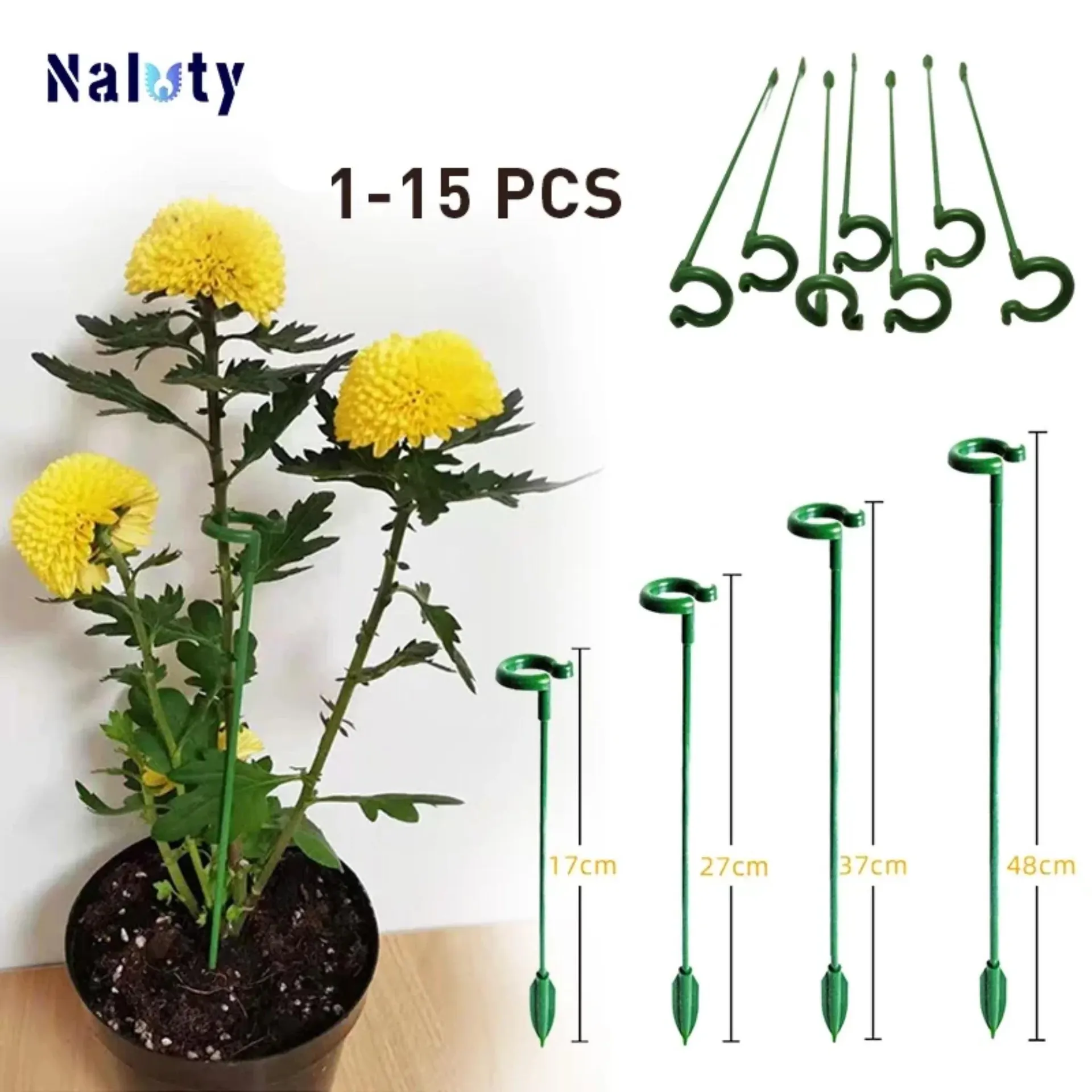 1-15 soportes para plantas, estacas, palos para flores, pinzas reutilizables para plantas, herramienta de fijación para bonsáis, soporte para cultivo de flores, herramientas de jardín