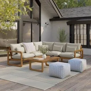 Laholm 94" Outdoor Corner Sectional Set - Dravite Ivory