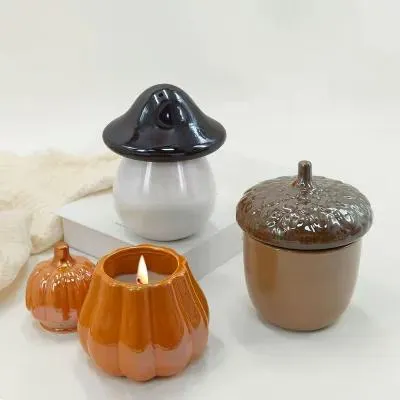 Decorative Ceramic 10 oz. Harvest Candles, 3 pk.