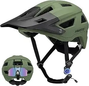 Favoto Adult Mountain Bike Helmet for Men & Women, Magnetic Buckle MTB Helmet with Removable Visor, Lightweight for Commuting & Off-Road Cycling