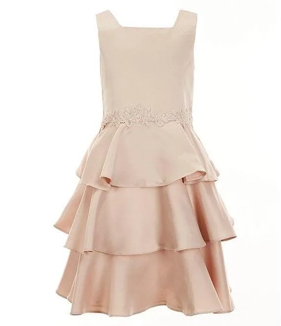 Big Girls 7-16 Sleeveless Tiered Satin Dress