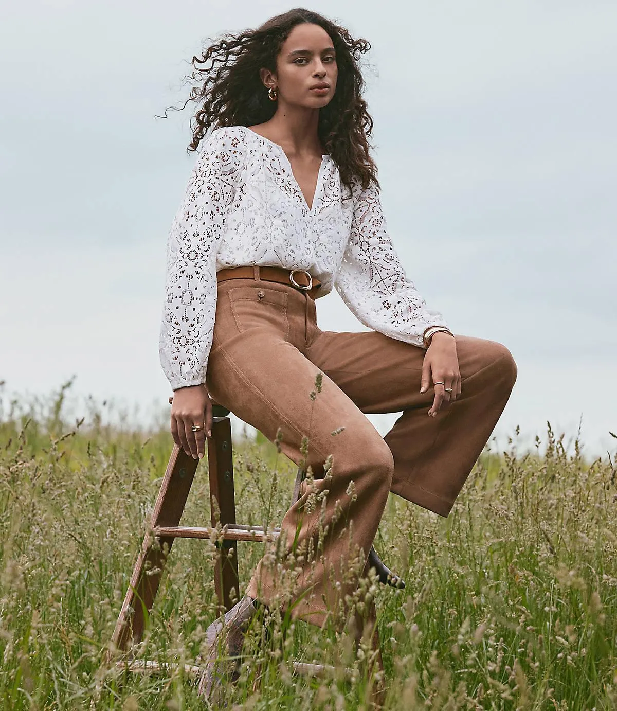 Lace Split Neck Blouse