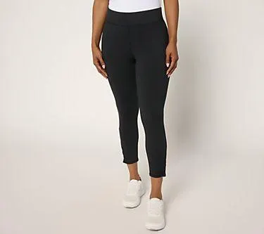 Denim & Co. Active Petite Duo Stretch Slim Leg Crop Pant w/ Ruching