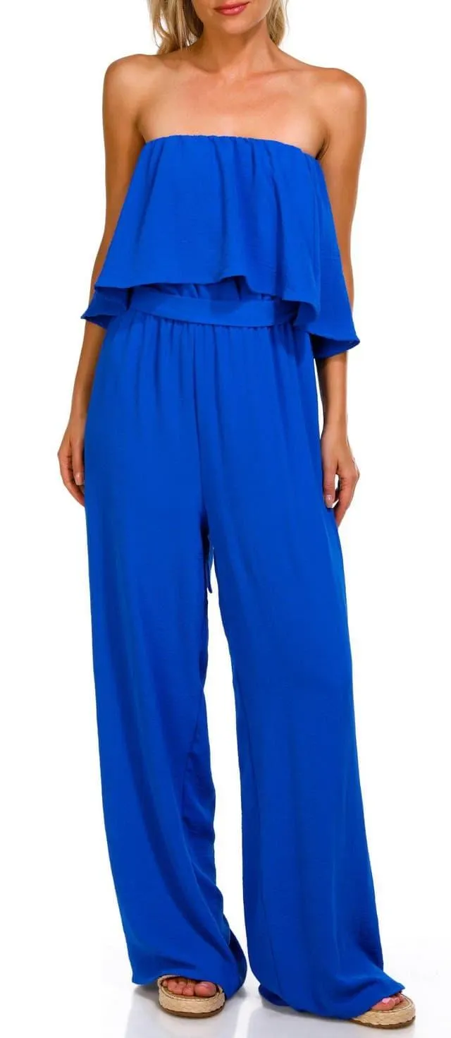Jolie & Joy Juniors Belted Flounce Jumpsuit