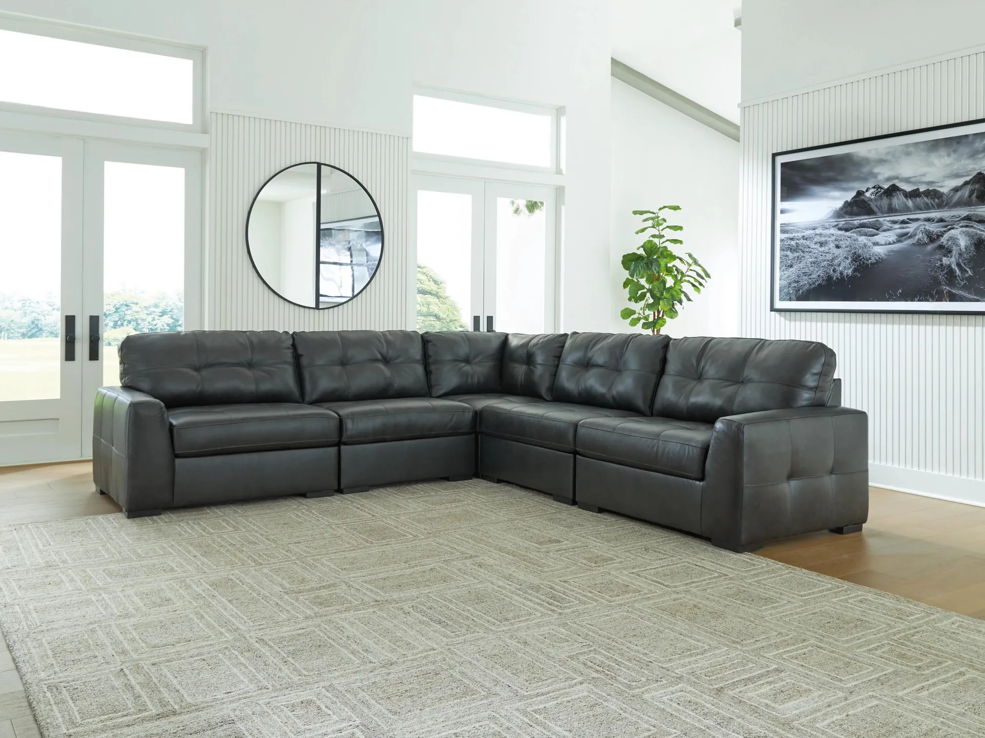 Brindley Pier 5-Piece Leather Modular Sectional