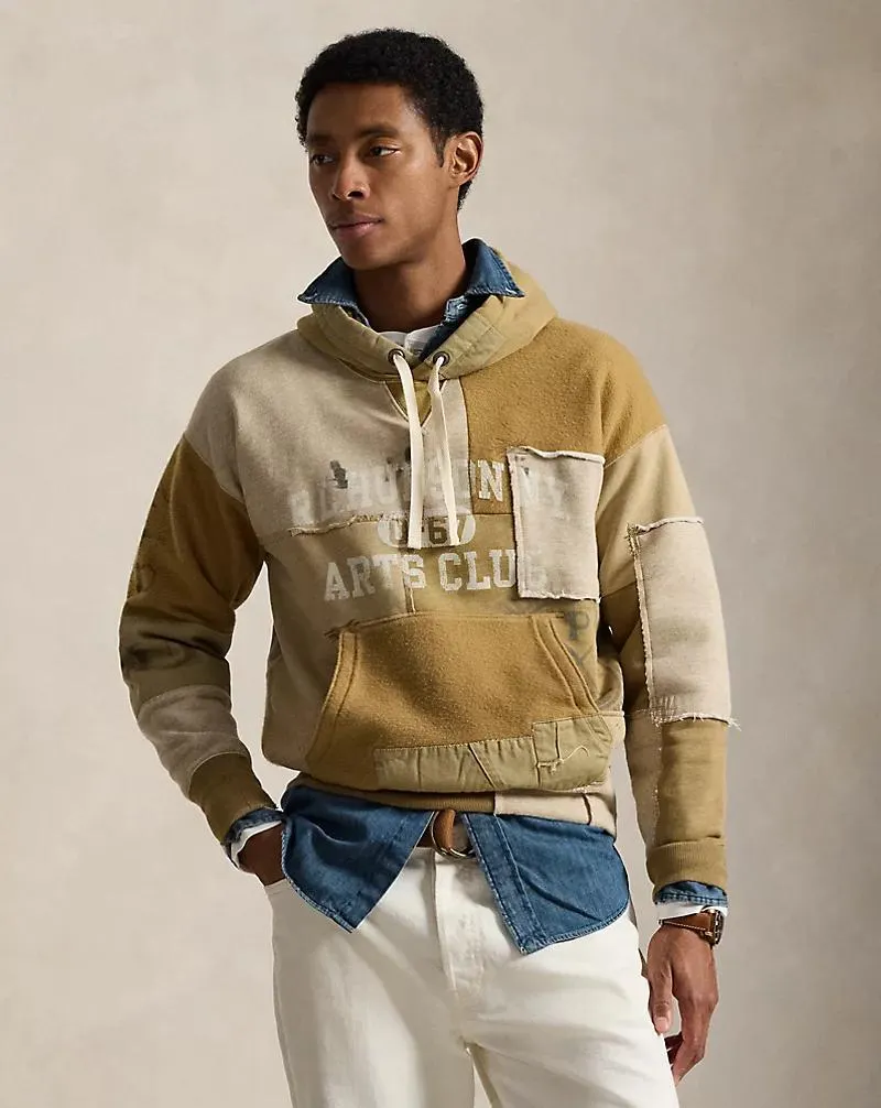 Vintage Fit Patchwork Fleece Hoodie
