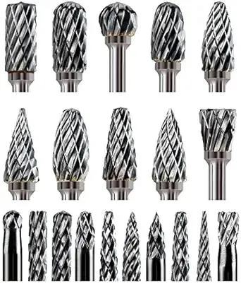 20 Pcs Carbide Burr Bits 1/8" Shank Compatible with Dremel Milwaukee Metal Grinding Wood Stone Steel Carving Cutting Engraving Grinder Kit Attachment Rotary Tool Accessories Set Harder than Diamond