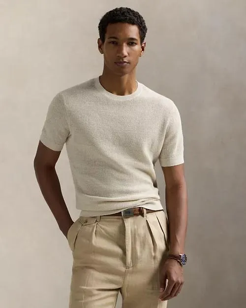 Textured Linen Short-Sleeve Sweater