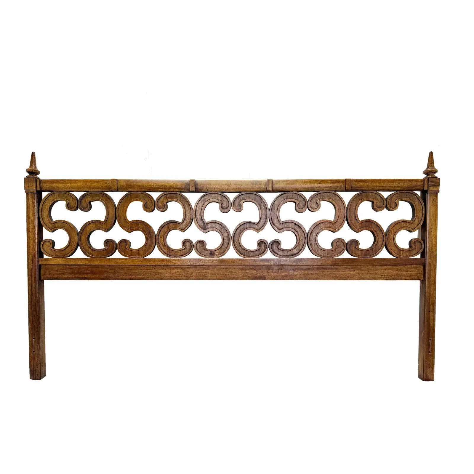 Vintage Mid-Century Regency Serpentine King Size Headboard