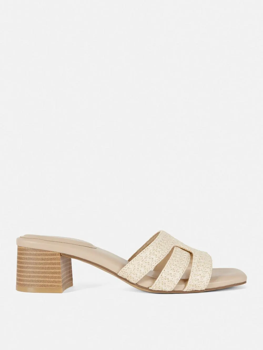 Block Heel Raffia Mules