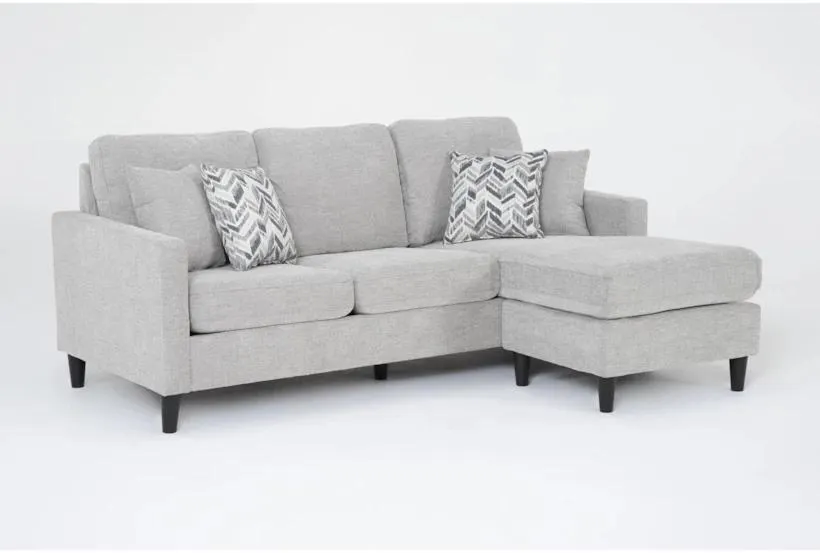 Stark Light Grey Fabric Sofa with Reversible Chaise | Track Arms