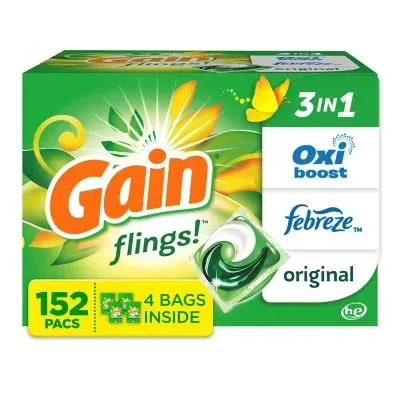 Gain Flings! 3 in 1 Laundry Detergent Pacs, Original Scents, 152 ct.
