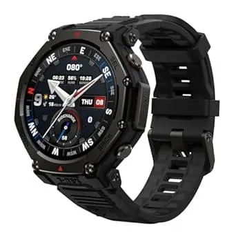 Amazfit T-Rex 3 Pro Outdoor Smart Watch 48mm Sapphire AMOLED Display, Ti Bezel, Dual Band GPS, Offline Maps, 25 Days Battery, Built-in Flashlight, 10 ATM, 180+ Sports Mode for Android & iPhone, Black