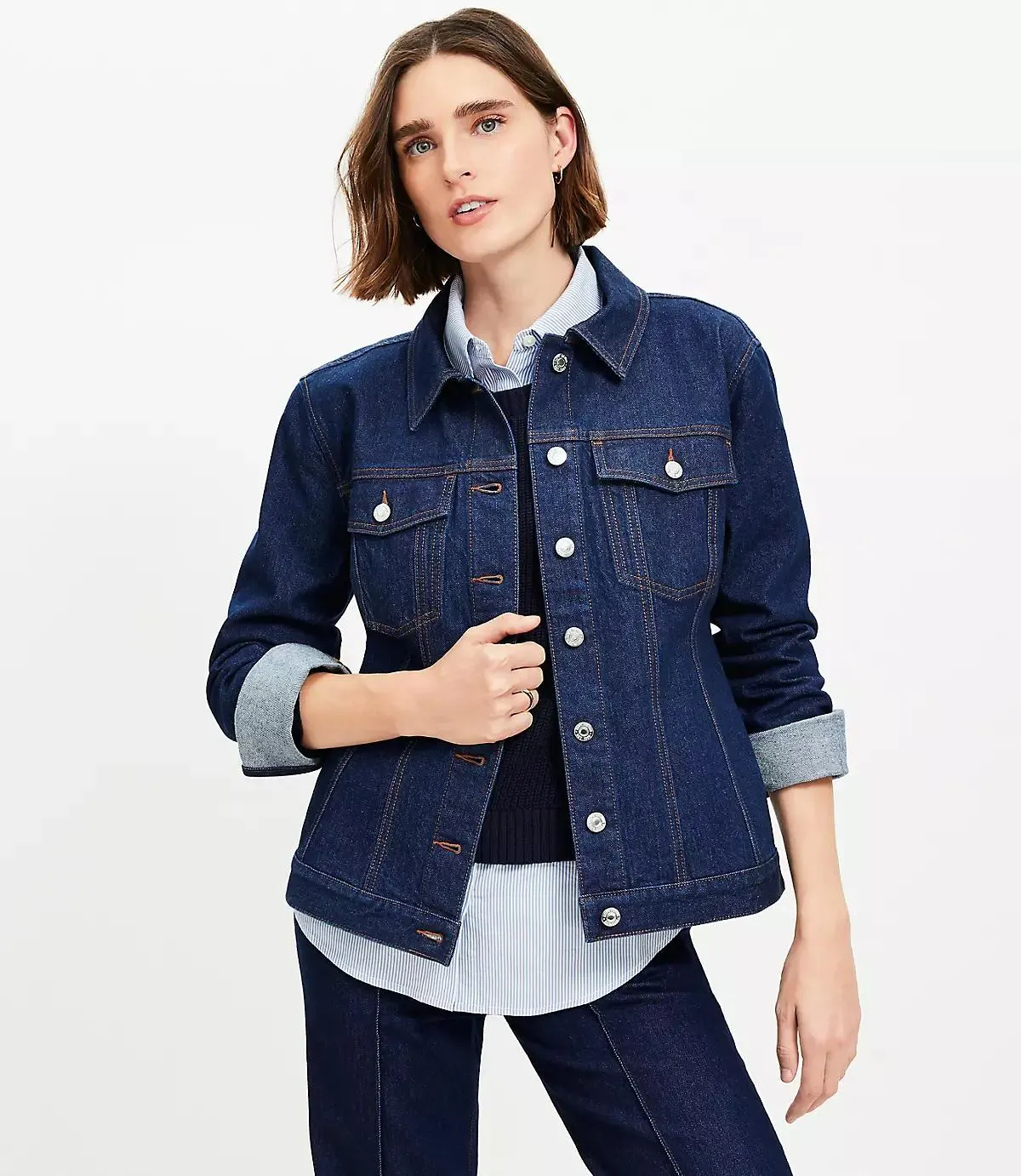 Seamed Denim Trucker Jacket in Classic Rinse Wash