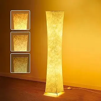 chiphy Floor Lamp, Dimmable 61" Tall Standing Lamp, 3 Levels Adjustable Brightness 12Wx2 LED Bulbs, Column Floor Light w/White Fabric Shade, Home Decor for Living Room, Bedroom, Kids Room