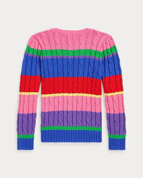 Striped Cable-Knit Cotton Sweater