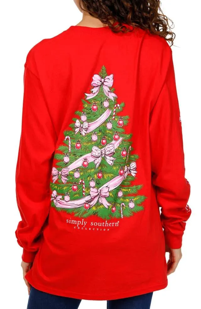 Simply Southern Juniors Long Sleeve Christmas Tree Top