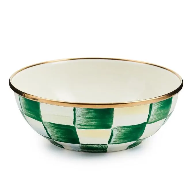 Emerald Check Enamel Everyday Bowl