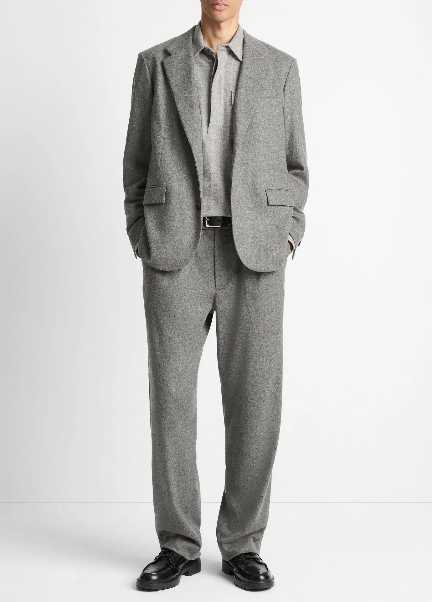 Italian Wool-Blend Flannel Double-Pleated Trouser