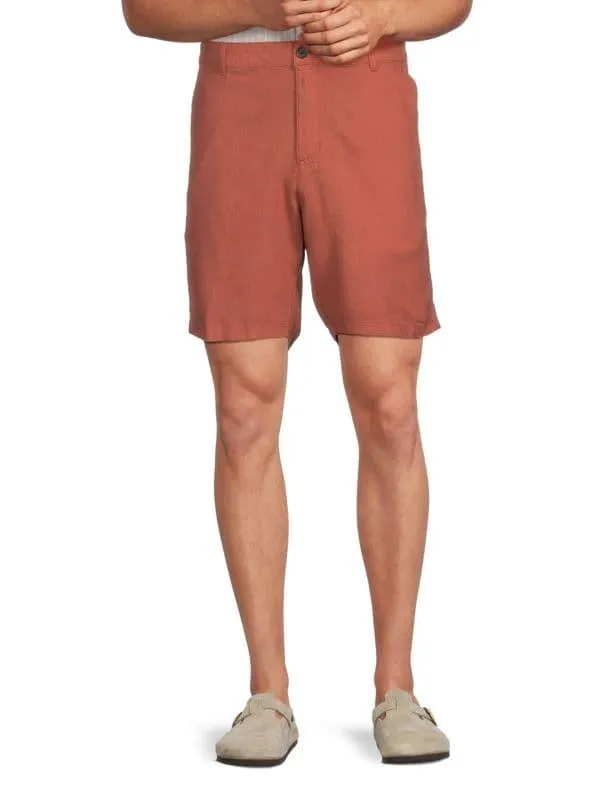Linen Blend Flat Front Shorts