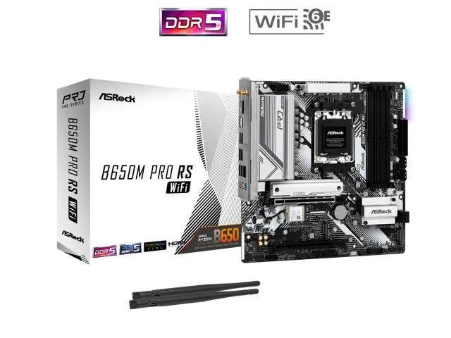 ASRock B650M Pro RS WiFi AM5 AMD B650 SATA 6Gb/s Micro ATX Motherboard