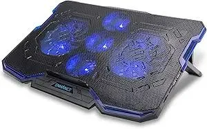 ENHANCE Cryogen Gaming Laptop Cooling Pad - Fits up to 17 inch Computer - Adjustable Laptop Cooling Stand with 5 Ultra Quiet Cooler Fans, 2 USB Ports and LED Lighting - Slim Portable Design 2500 RPM