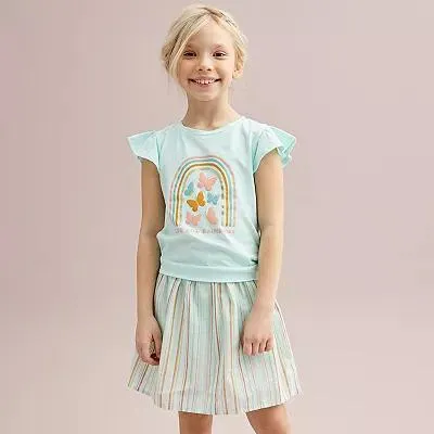 Girls 4-8 Carter's 2-Piece Butterflies Flutter Top & Striped Skort Set