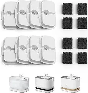 PETLIBRO Replacement Filters for Dockstream Cat Water Fountain PLWF005 PLWF115 PLWF105, 4 Months Set of Replacement Filters for Ultra Quiet Pet Water Fountain, White 8 Count (Pack of 1)