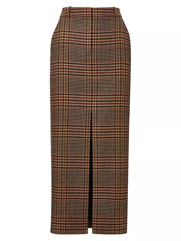 Maxine Plaid Wool Maxi Skirt