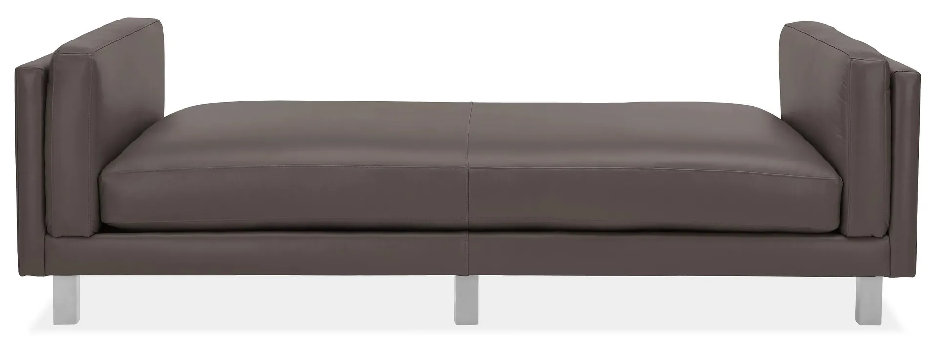 Cade 91" Daybed in Urbino Smoke Leather with Stainless Steel Legs
