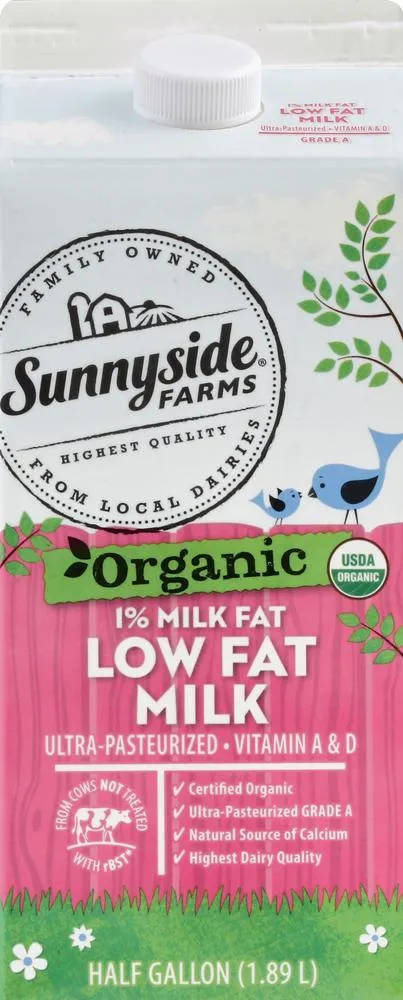 Sunnyside Farms Milk, Organic, Low Fat, 1% Milk Fat