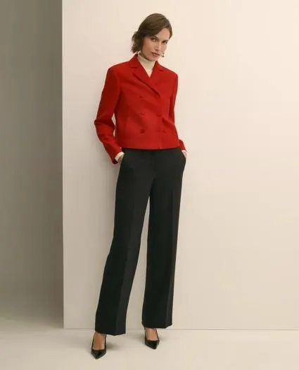 Wool Blend Cropped Double-Breasted Jacket