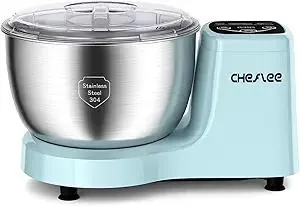 CHeflee Electric Dough Maker 250W,5.5 QT Smart Kneading and Fermenting Mixer Machine,Adjustable Time, 304 Stainless Steel Bowl,Blue