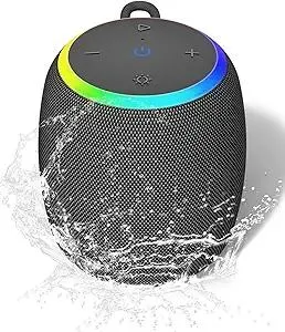 Bluetooth Speaker, Portable Wireless Bluetooth 5.3, 15W Clear Bass, IPX6 Waterproof, LED Lights, AUX/TF/USB, Dual TWS Pairing, 12H Playtime, Small Speakers for Home Outdoor Beach, Ideal Gift